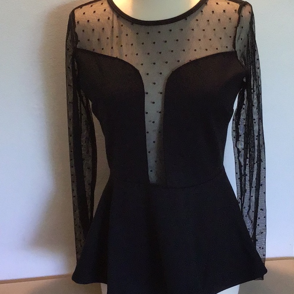 Black evening top long sleeves size M